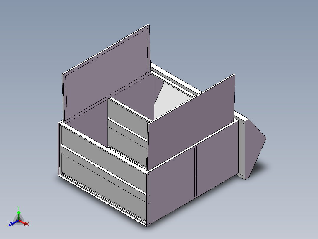 不锈钢户外装饰柜正等轴测图