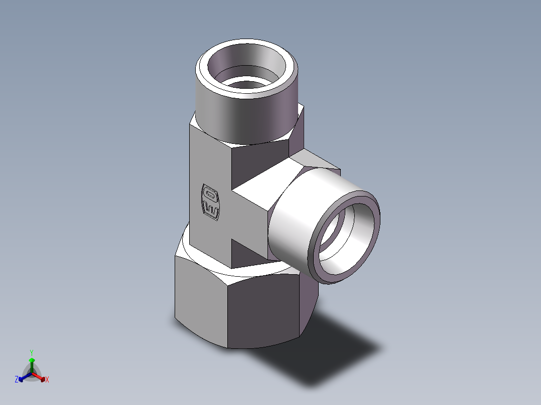 CC+CD 三通组合接头、CD-24正等轴测图