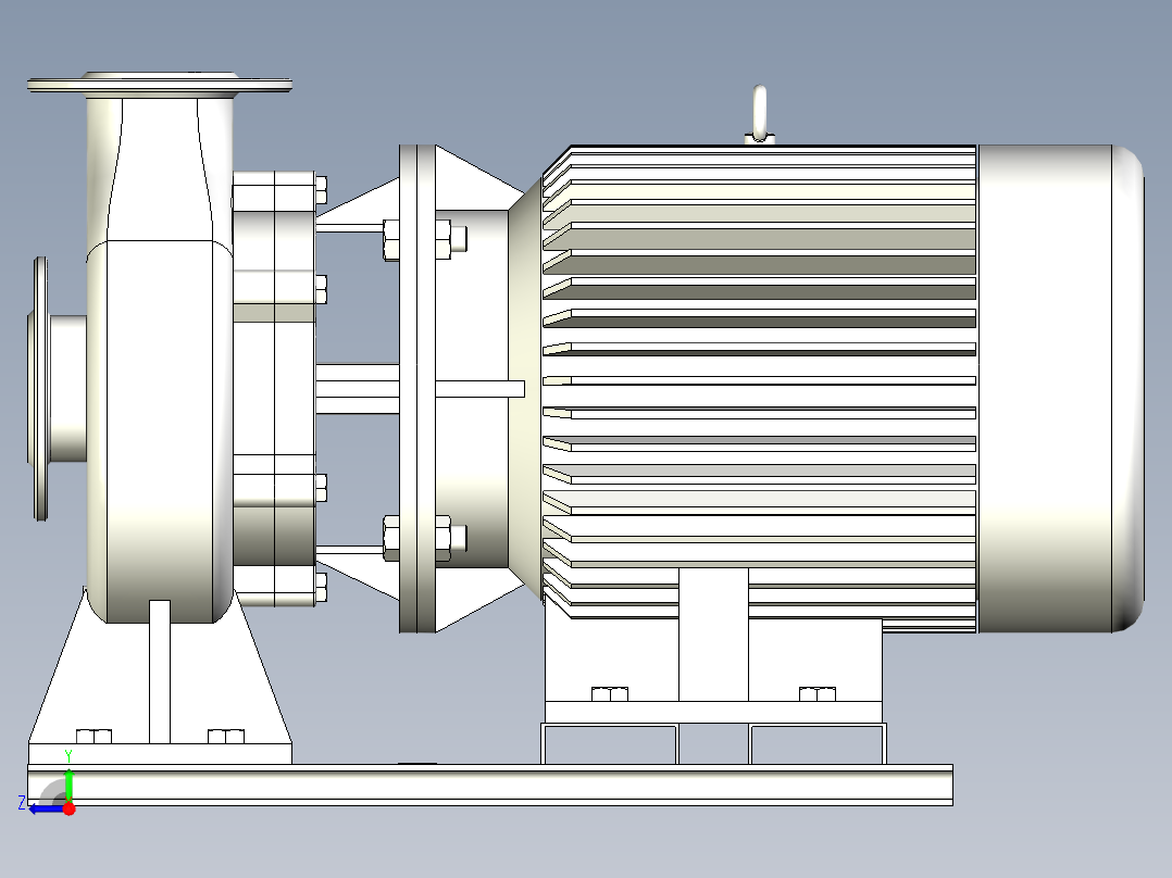 ISW╱IHW系列管道离心泵[ISW80-200(I)]右视图