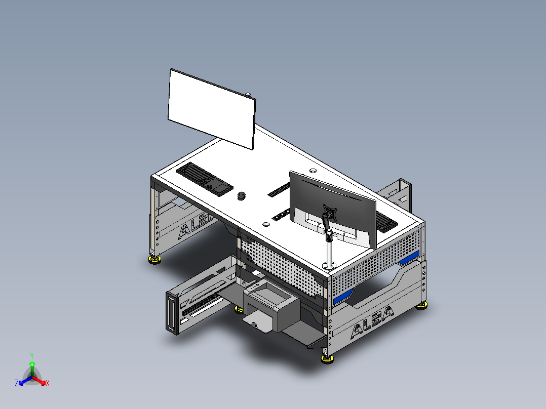工程桌engineering-desk-1833-模型格式为 sw stp正等轴测图