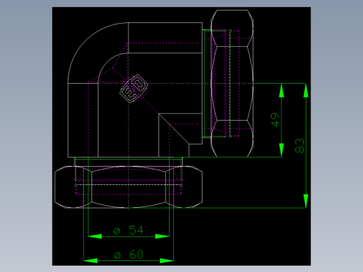 PARKER管接头EO Union elbow W60LLCF_front