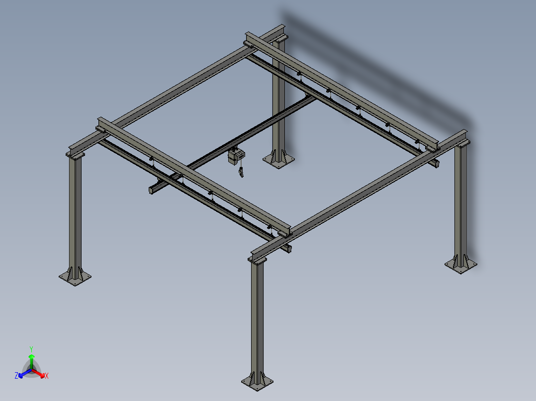 龙门单梁KBK钢结构正等轴测图