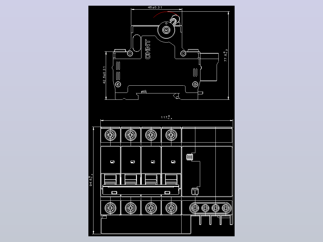 NXBLE-32 4P剩余电流动作断路器外形安装尺寸图202405