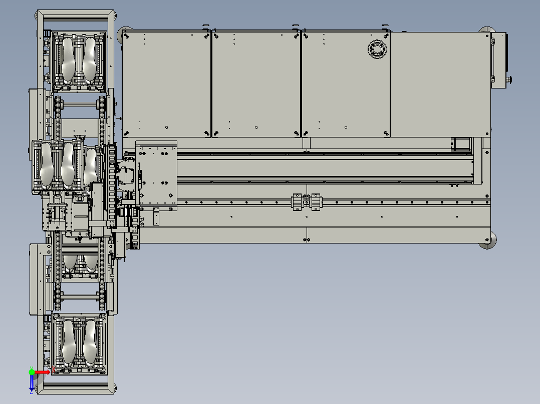 全自动上下料烘箱 制鞋行业流水线 stp俯视图