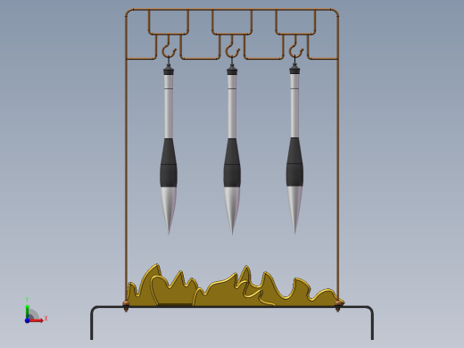 2款古代毛笔架3d图纸 中式毛笔笔架SolidWorks设计图纸 三维模型前视缩略图