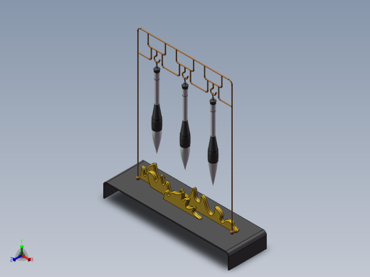 2款古代毛笔架3d图纸 中式毛笔笔架SolidWorks设计图纸 三维模型正等轴测缩略图