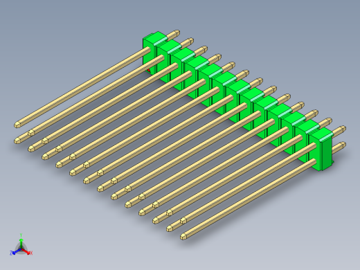 彩色公头100mil（2.54mm）系列-DS1021_green_2x13p_100mil_Type43_rev1.0正等轴测缩略图