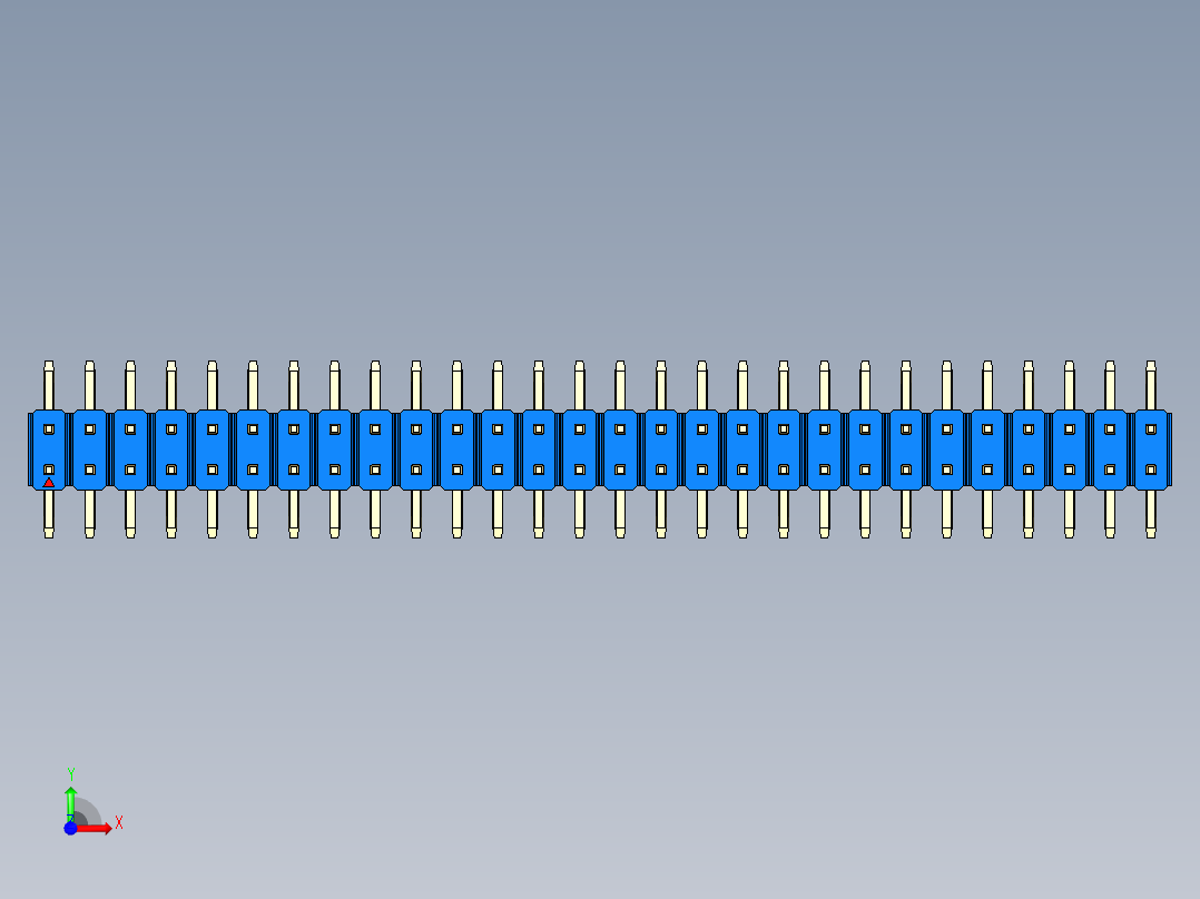 彩色公排针 100mil 2.54mm 系列-DS1022_blue_56p_100mil_TypeSMT_rev1.0前视图