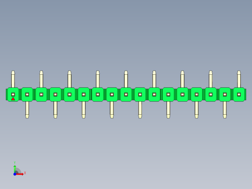 彩色公排针 100mil 2.54mm 系列-DS1022_green_17p_100mil_Type_SMT_R1_rev1.0前视缩略图