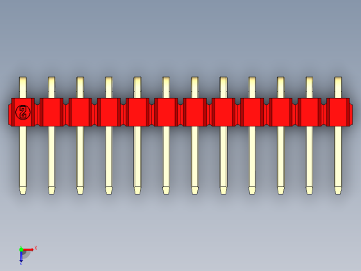 彩色公排针 100mil 2.54mm 系列-DS1022_red_1x12p_100mil_TypeD_rev1.0俯视缩略图