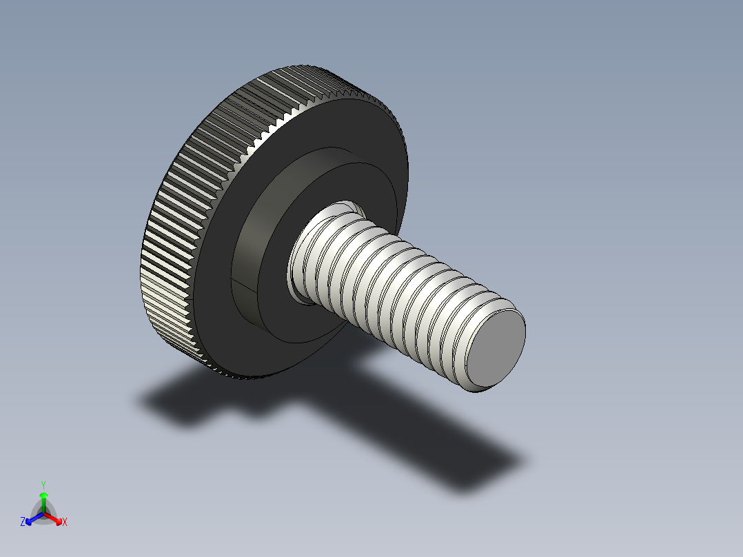 滚花旋钮-Knurled Knob 0.312x1.000x0.750.STEP正等轴测图
