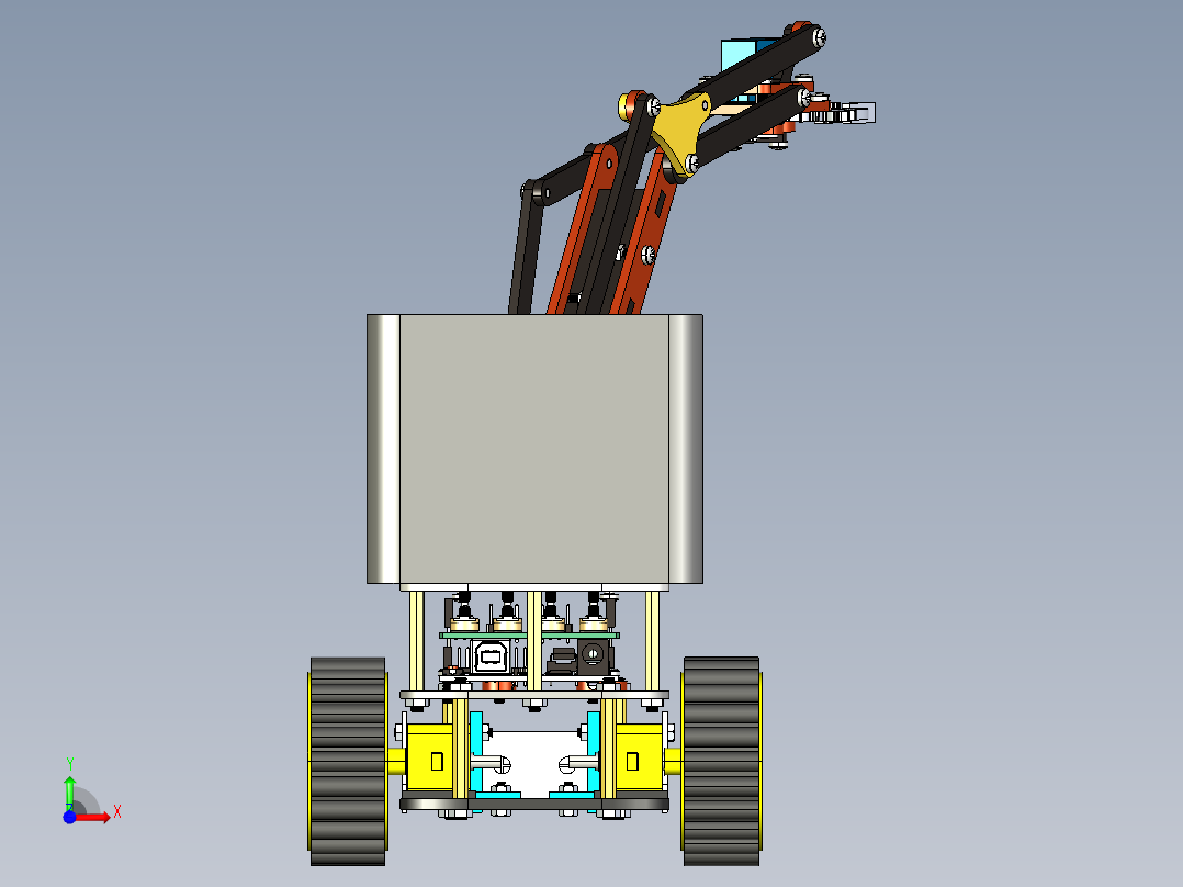 履带多功能机械臂小车50前视图