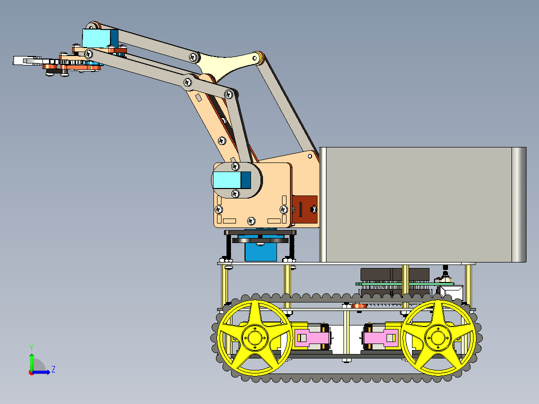 履带多功能机械臂小车50左视图