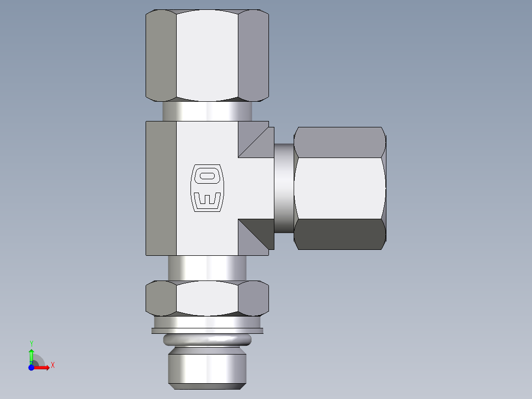 卡套式工业通用硬管接头EO_Adjustable_locknut_run_tee_LEE08SMORCF前视图