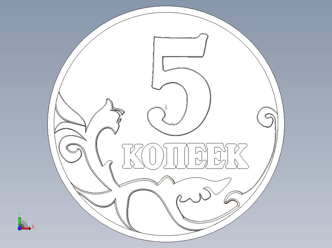 五分硬币前视图