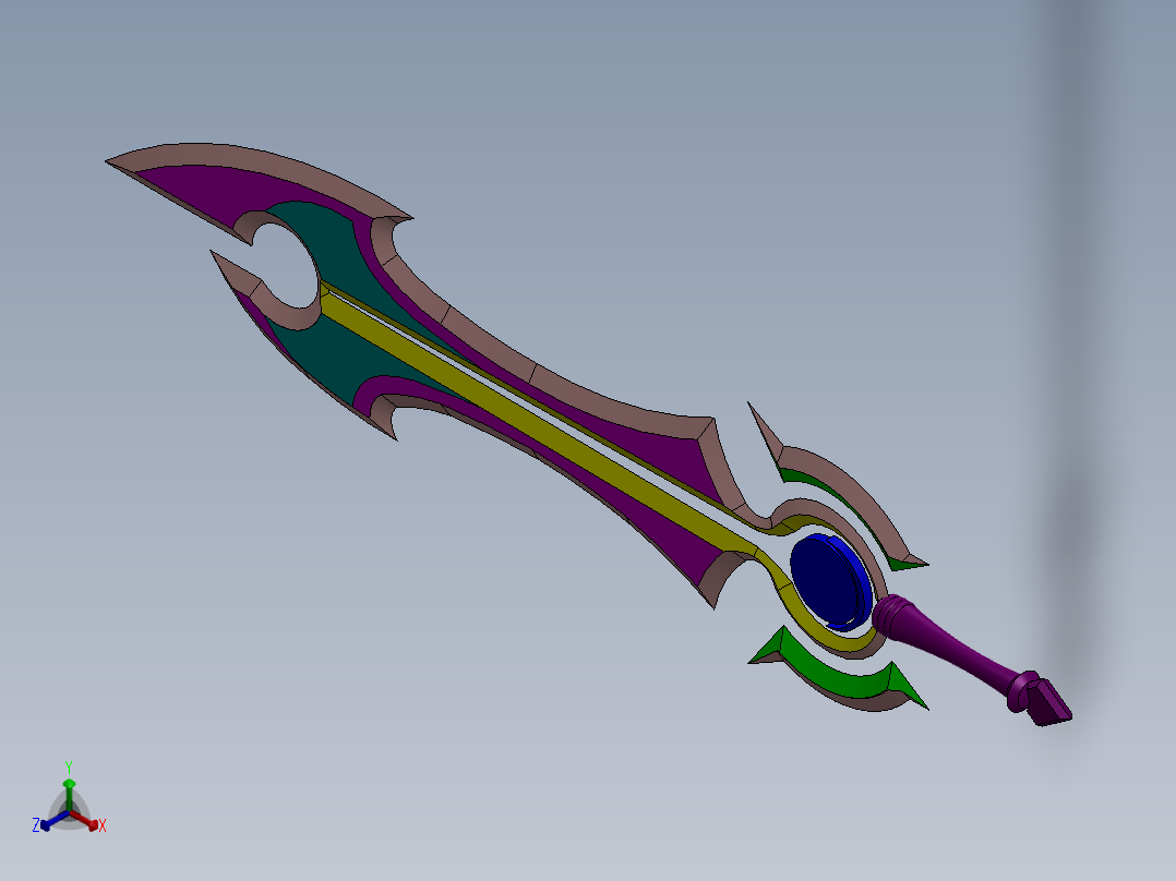 剑、宝剑(155)正等轴测图