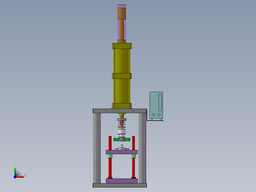 1吨桌面式气动冲床（sw22可编辑+工程图）前视图