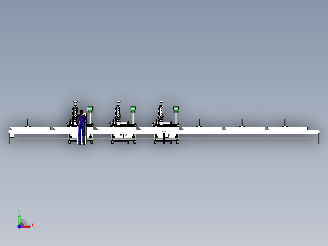自动化三轴打胶工作台模拟前视图