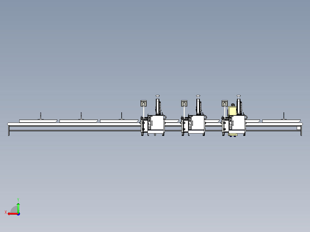 自动化三轴打胶工作台模拟后视图