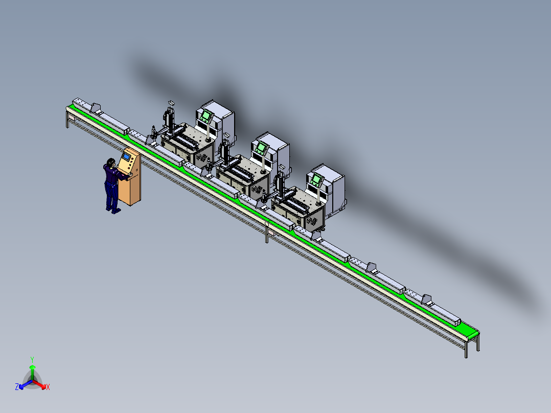 自动化三轴打胶工作台模拟正等轴测图