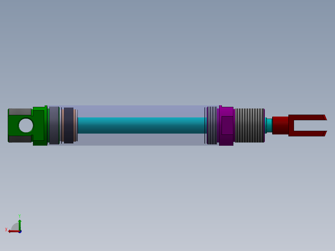 A0003687-线型气缸（圆形后座）40x18x145 毫米后视图
