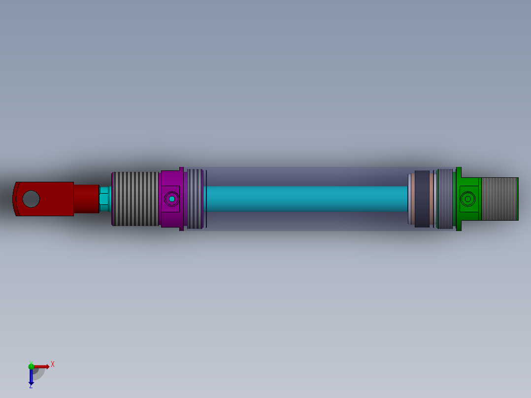 A0003687-线型气缸（圆形后座）40x18x145 毫米俯视图