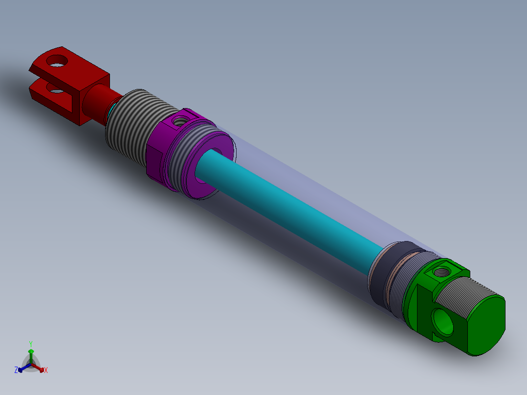 A0003687-线型气缸（圆形后座）40x18x145 毫米正等轴测图