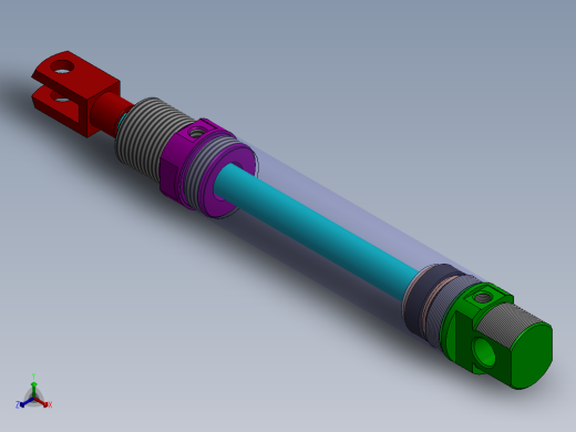 A0003687-线型气缸（圆形后座）40x18x145 毫米正等轴测缩略图