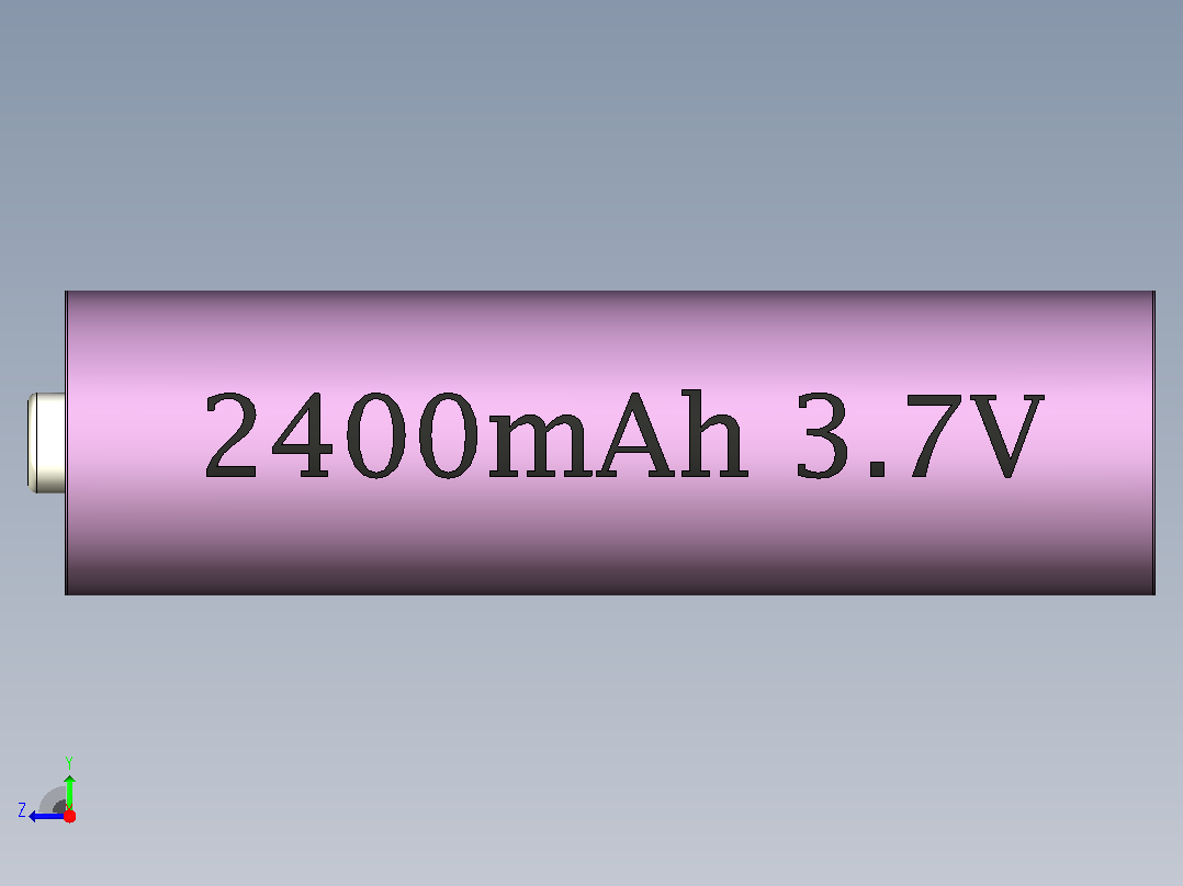 2400毫安时锂离子电池，电压3.7伏右视图
