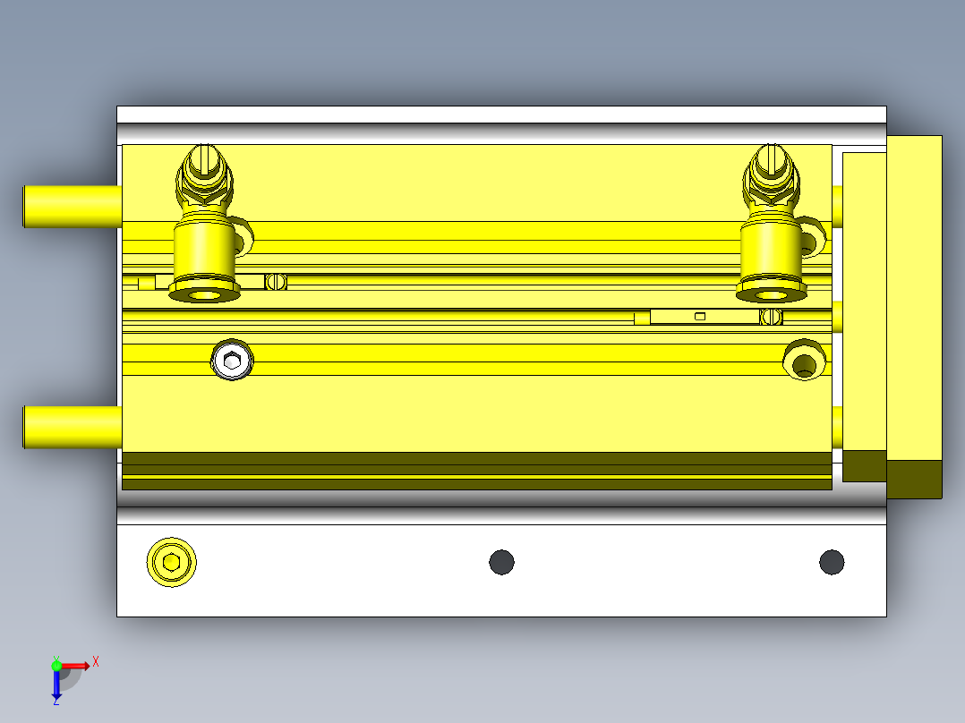 利用倾斜配置的气缸简单转换方向装置俯视图