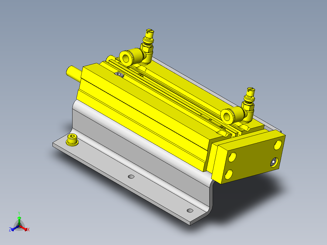 利用倾斜配置的气缸简单转换方向装置正等轴测图