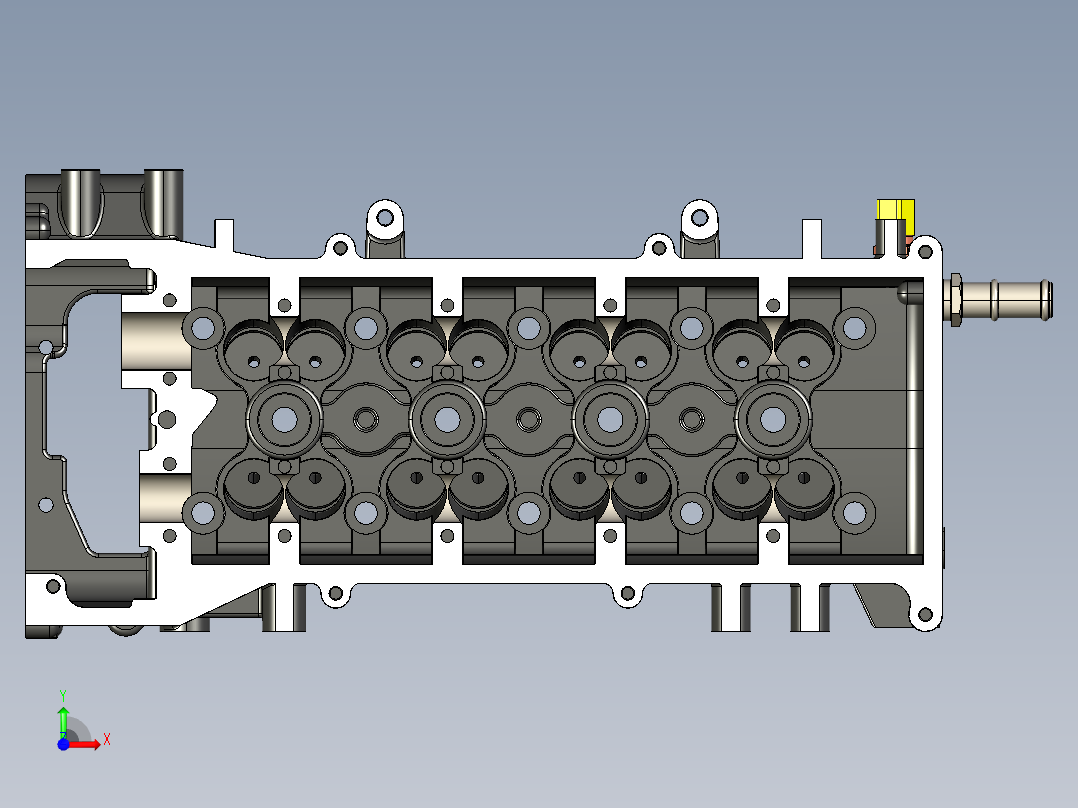 尼桑V6的VQ35发动机汽缸3D模型前视图