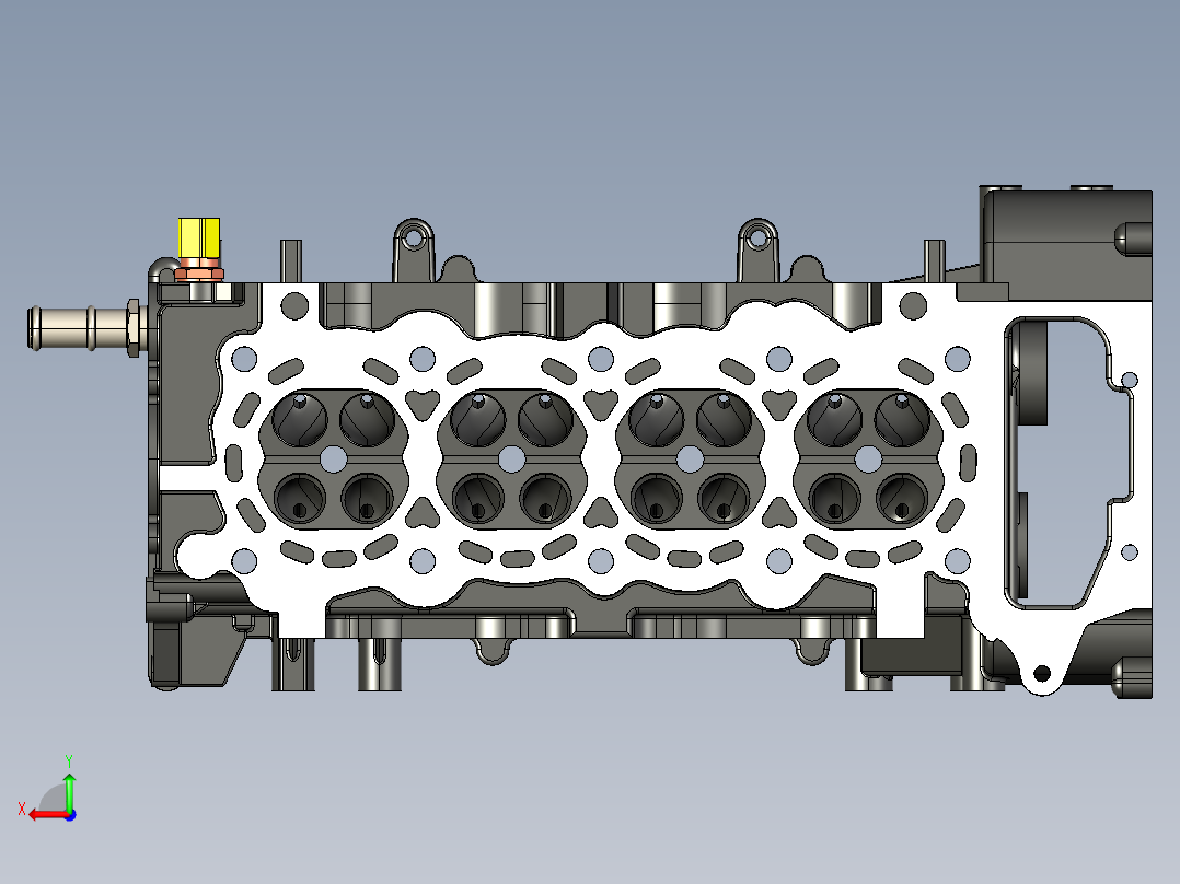 尼桑V6的VQ35发动机汽缸3D模型后视图