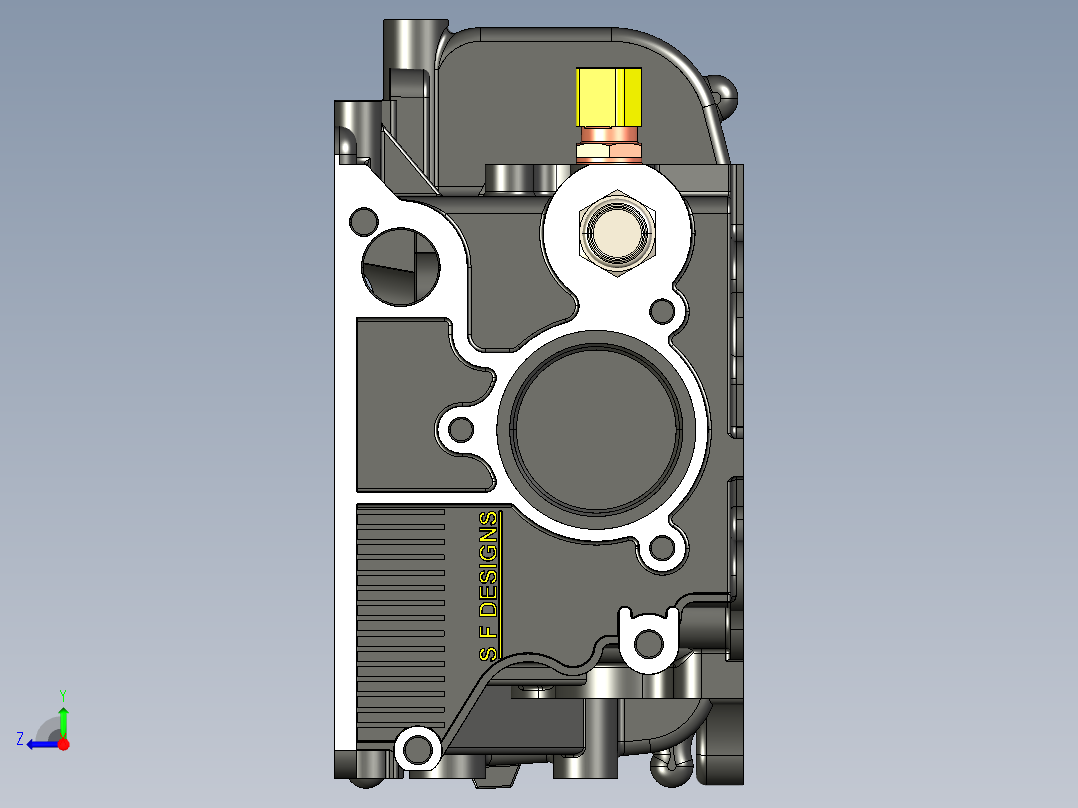 尼桑V6的VQ35发动机汽缸3D模型右视图