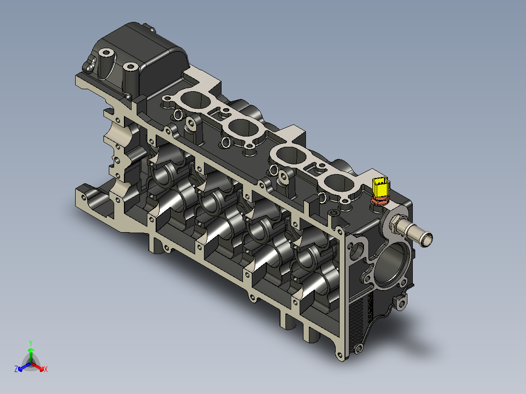 尼桑V6的VQ35发动机汽缸3D模型正等轴测图