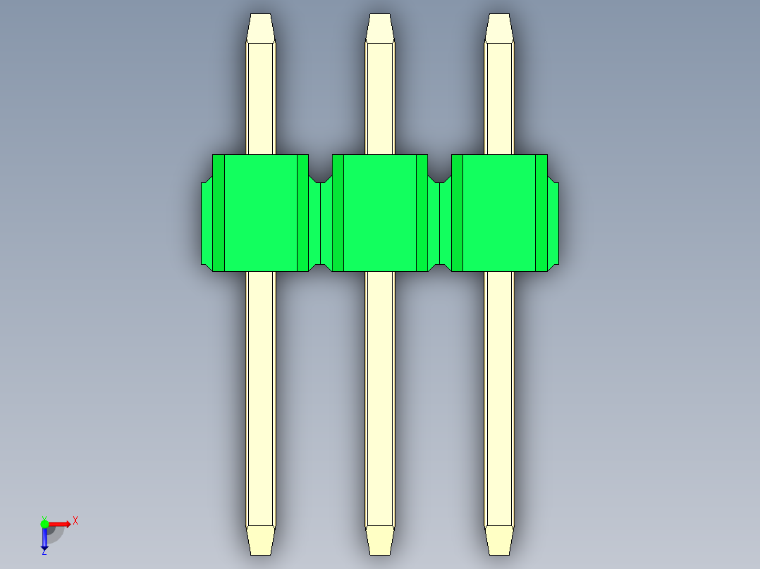彩色公头100mil（2.54mm）系列-DS1021_green_3x03p_100mil_Type1_rev1.0俯视图
