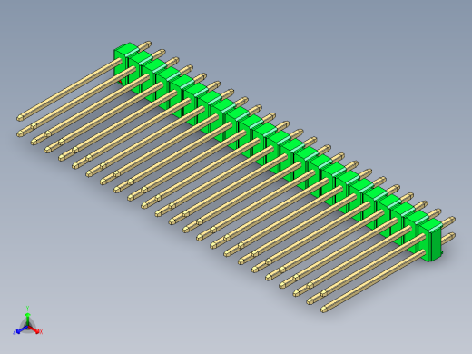 彩色公头100mil（2.54mm）系列-DS1021_green_2x23p_100mil_Type19_rev1.0正等轴测缩略图