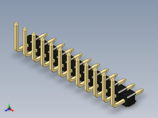彩色公排针 100mil 2.54mm 系列-DS1022_black_12p_100mil_TypeU_rev1.0