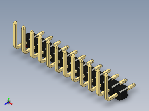 彩色公排针 100mil 2.54mm 系列-DS1022_black_12p_100mil_TypeU_rev1.0正等轴测缩略图