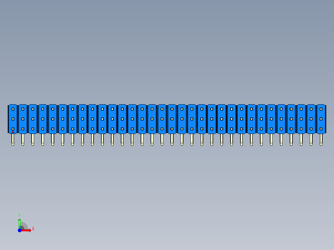 彩色公排针 100mil 2.54mm 系列-DS1022_blue_3x32p_100mil_TypeD_rev1.0前视图