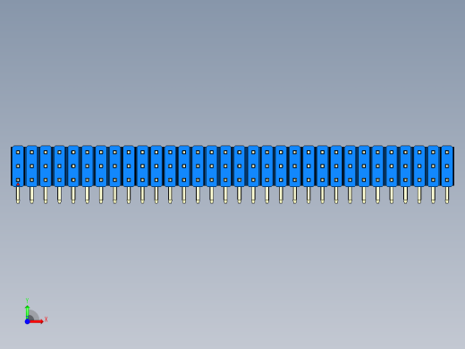 彩色公排针 100mil 2.54mm 系列-DS1022_blue_3x32p_100mil_TypeD_rev1.0前视缩略图