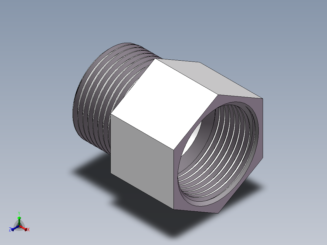 转接头-内外丝等径 DN25正等轴测图