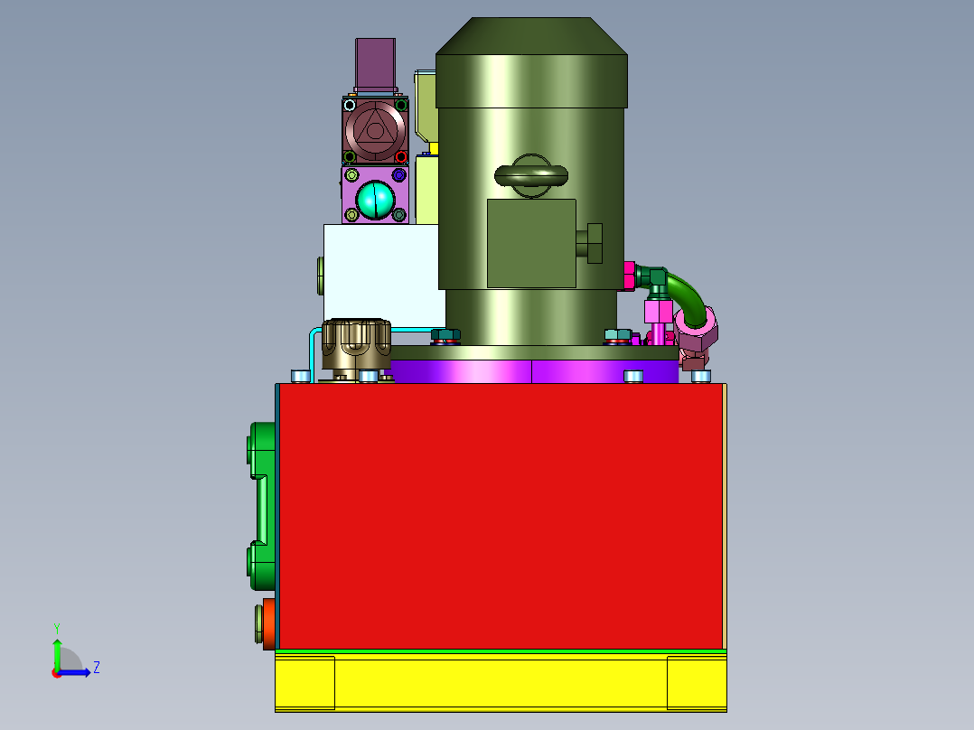 印刷机械设备多路润滑液压系统左视图