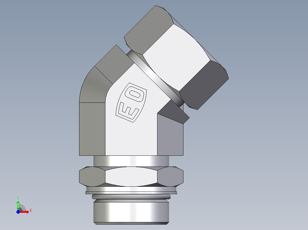 卡套式工业通用硬管接头EO_Adjustable_locknut_45_deg_elbow_VEE30SMORCF前视图