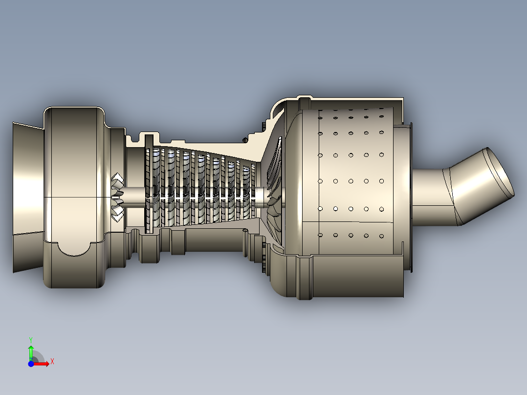 燃气轮机gas-turbin引擎---模型格式为 stp前视图