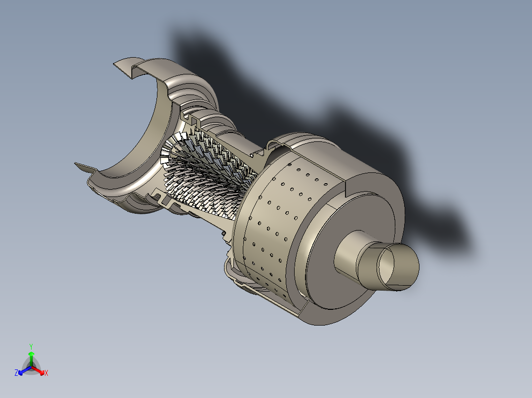 燃气轮机gas-turbin引擎---模型格式为 stp正等轴测图
