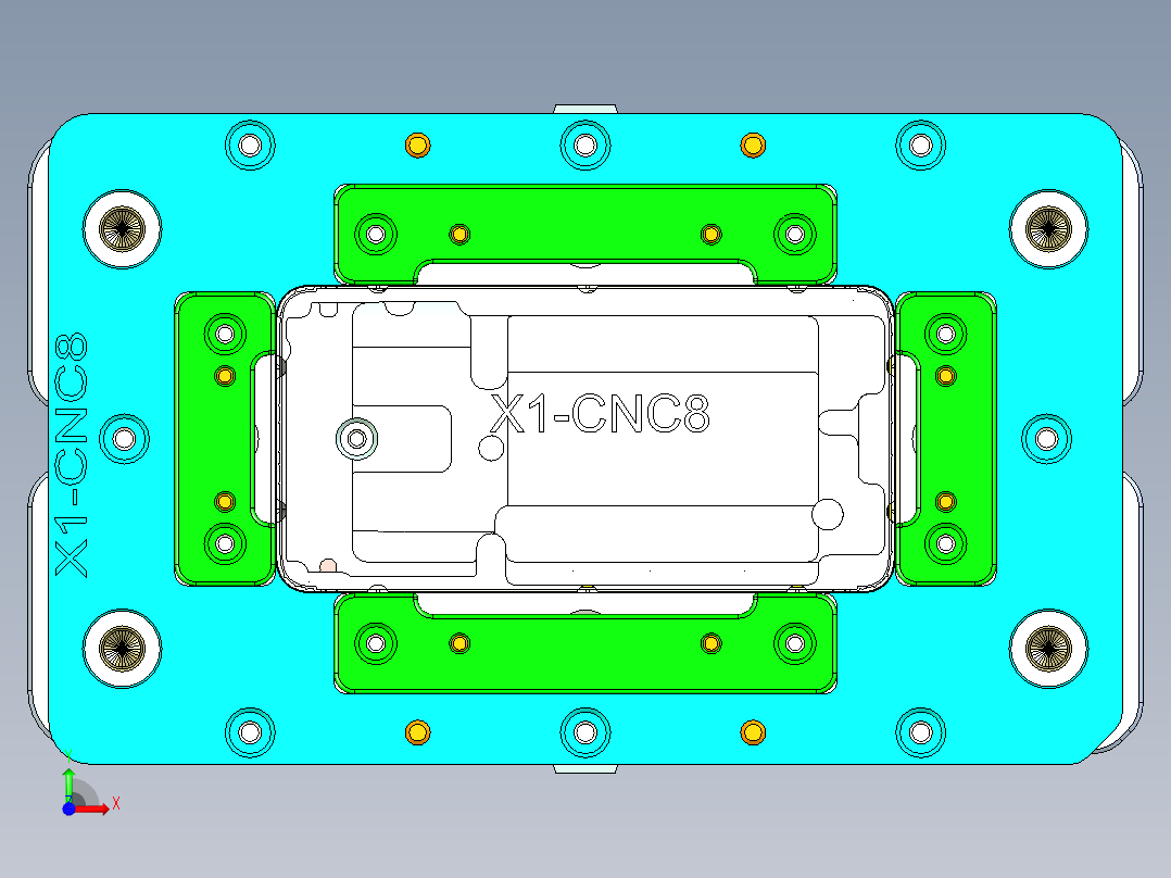 X1-笔记本CNC工装夹具三维模型CNC8-1203前视图