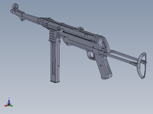 手枪左轮冲锋枪老式狙击步枪设计3D图纸maschinenpistole-40-mp-40 SW IGS