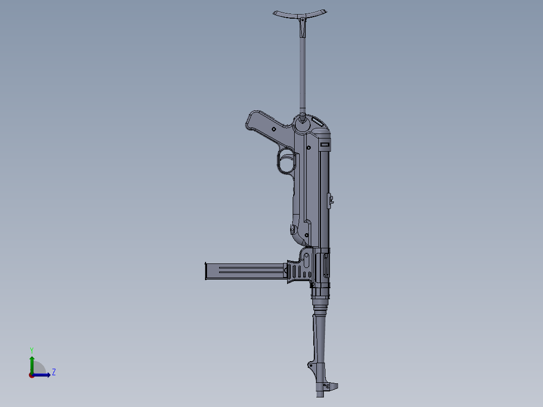 手枪左轮冲锋枪老式狙击步枪设计3D图纸maschinenpistole-40-mp-40 SW IGS左视图