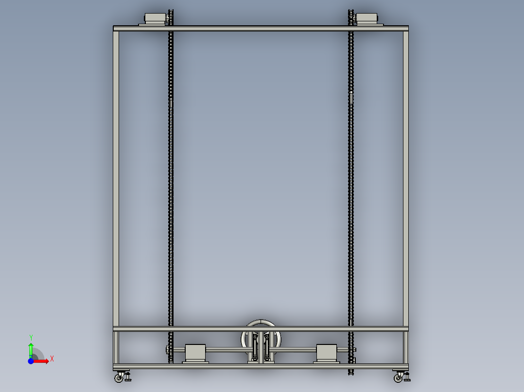钢架构件吊装的龙门式起重机前视图